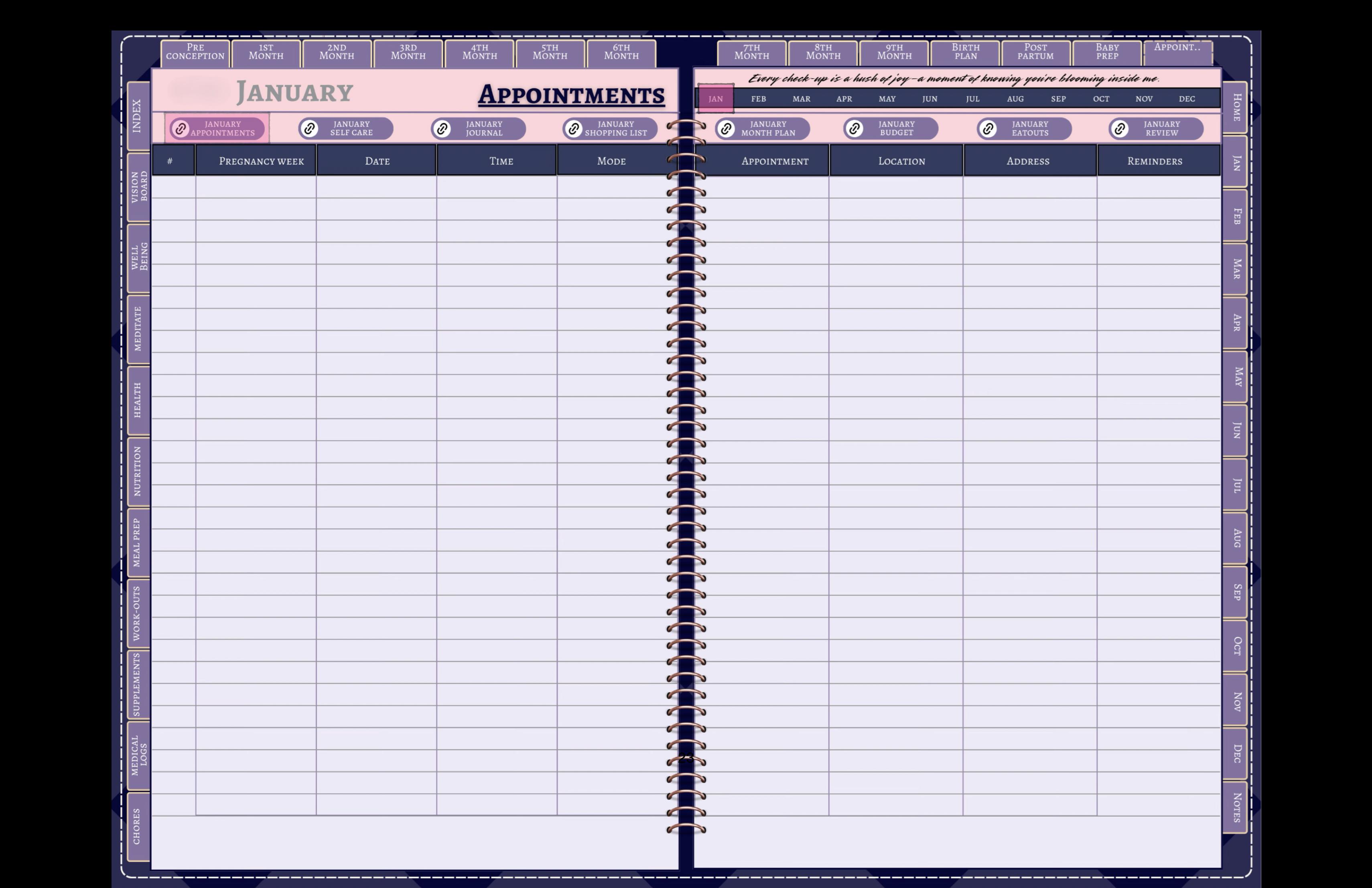 Appointments tracker page