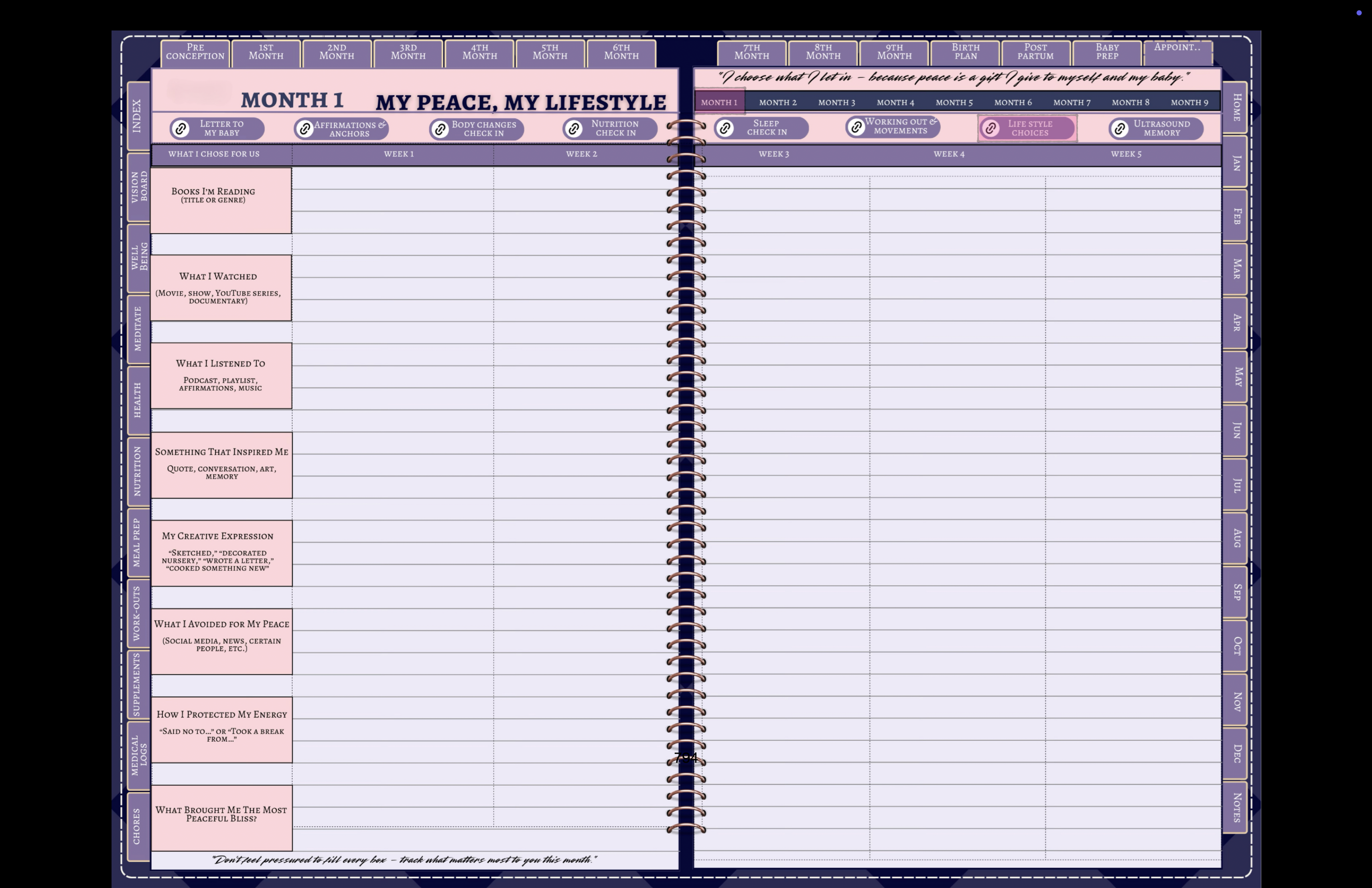 My Peace, My Lifestyle tracker