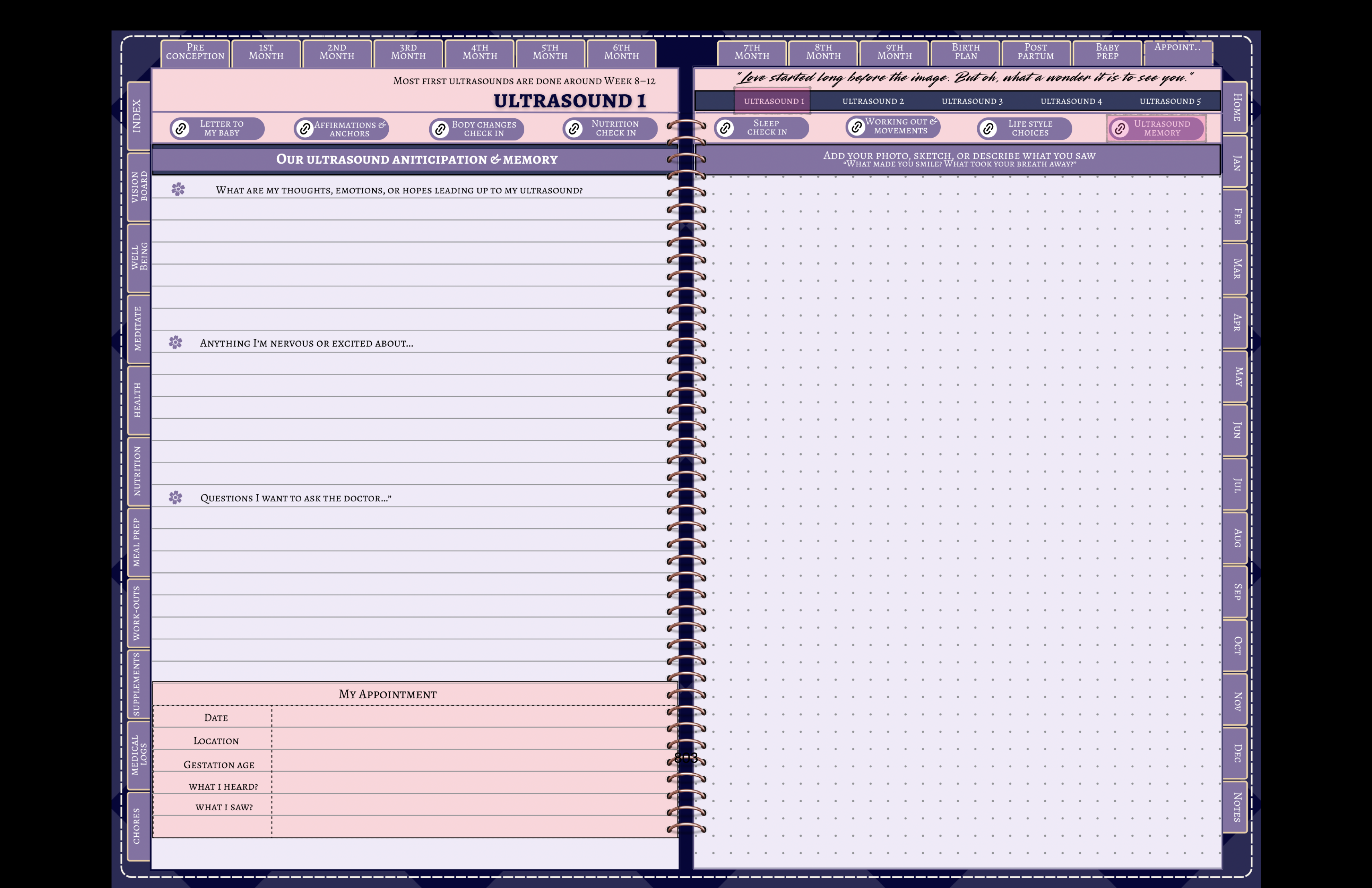 Ultrasound memory page